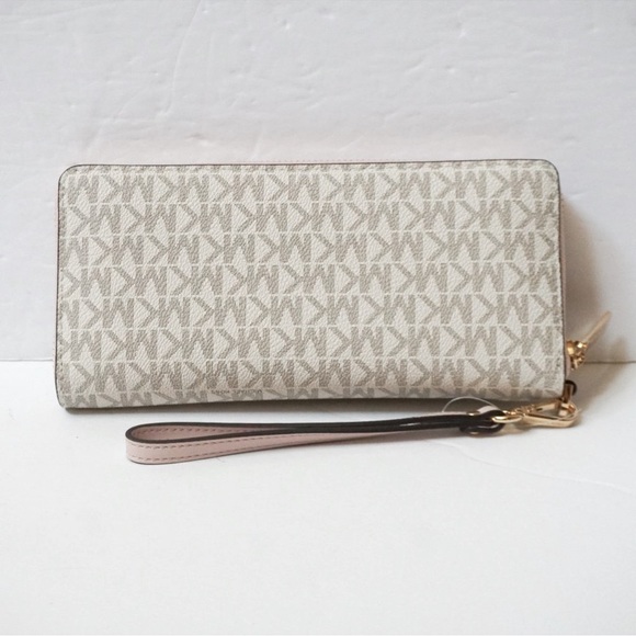 Michael Kors Jet Set Travel Large Logo Continental Wristlet vanilla Powder Blush - Picture 4 of 12